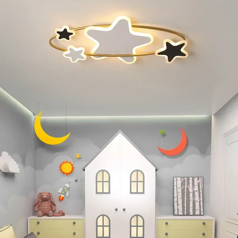 Modern LED Chandelier For Children's Room Bedroom Study Nursery Ceiling Lamp Girls Boys Kids Creativity Star Light Fixture