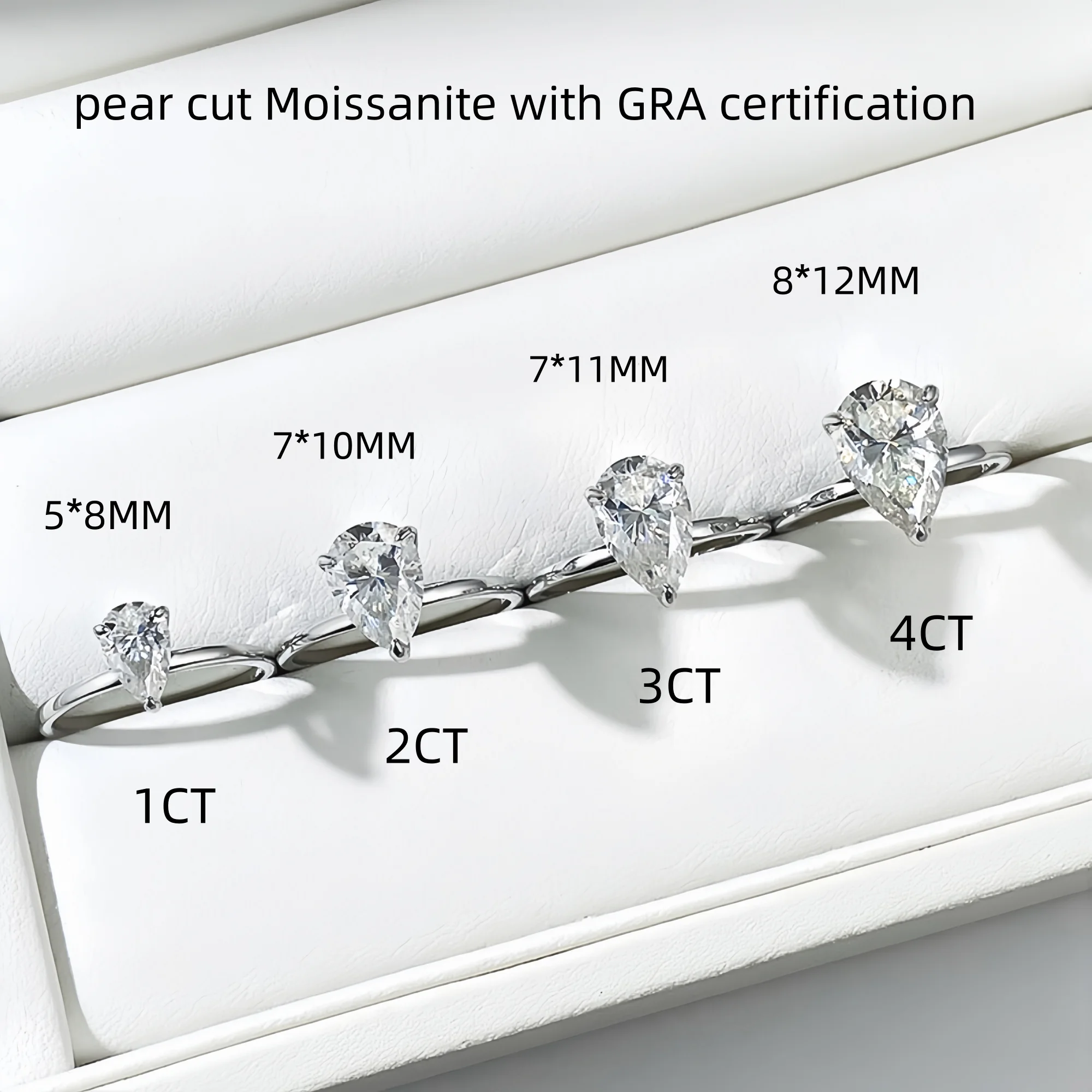 Halaile 1-4ct D اللون مويسانيتي خواتم 18K الذهب الكمثرى قطع للنساء S925 فضة المشاركة غرامة مجوهرات تألق