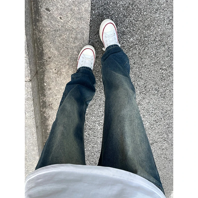 

Deep Blue Slim Fit Men's Jeans Summer Thin Waed Straight Leg Casual Long Trousers Trendy American Retro Sle Jeans