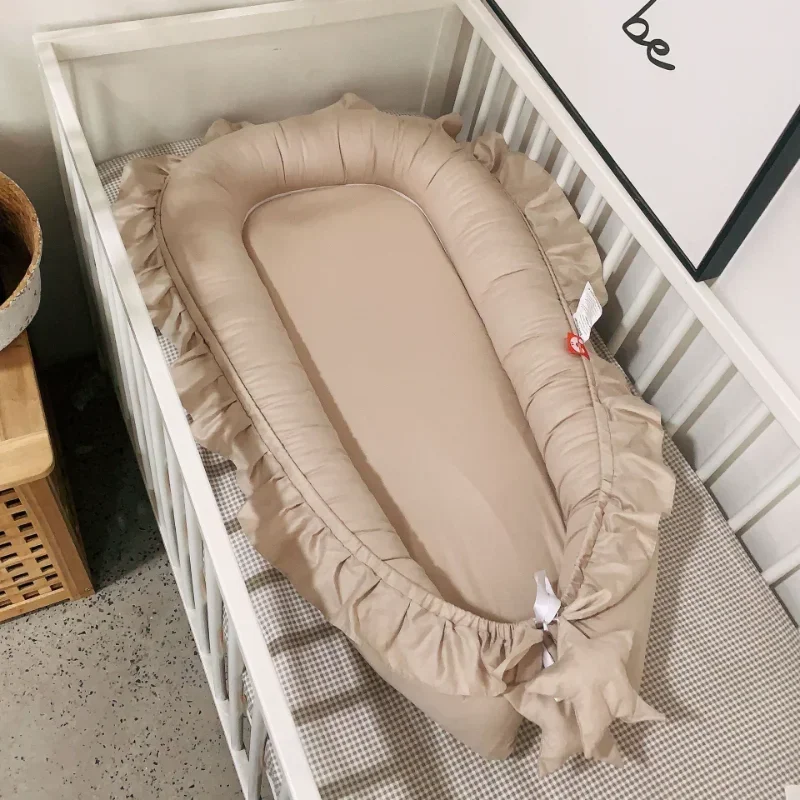 Baby Co Sleeping Bed Cotton Cribs Infant Nest Portable Soft Washable Sleeping Nest for Toddler Crib with Pillow 88*50*15cm