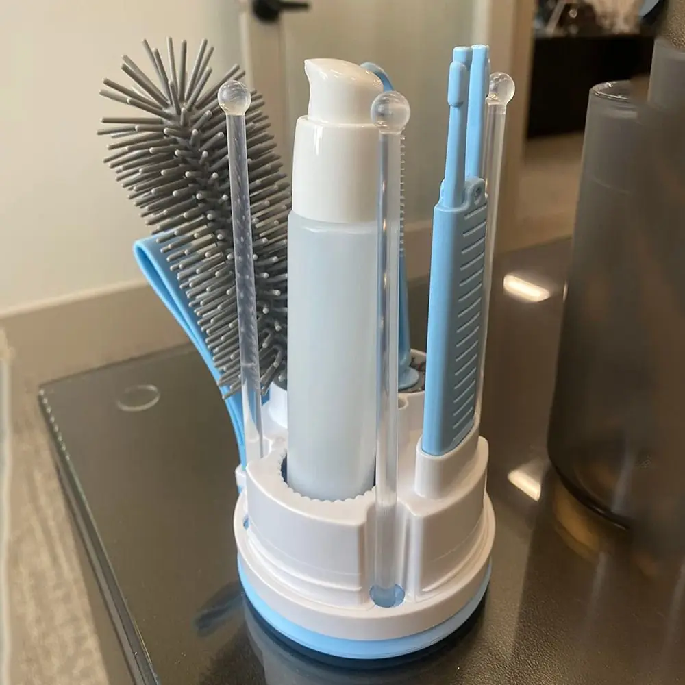

6 in 1 Bottle Cleaning Brush Set Portable Travel Size Nipple Straw Cleaner Kit BPA-Free Space Saving Baby Bottle Brush Set