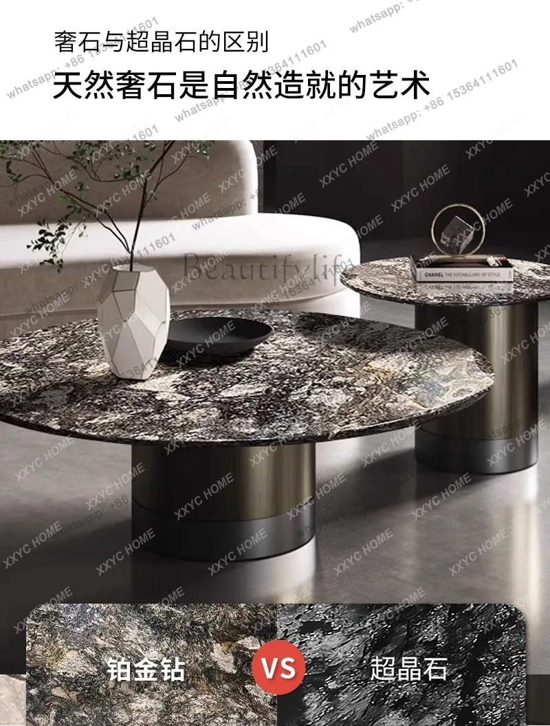 Minimalist round coffee table modern marble small apartment living room household sofa round table advanced