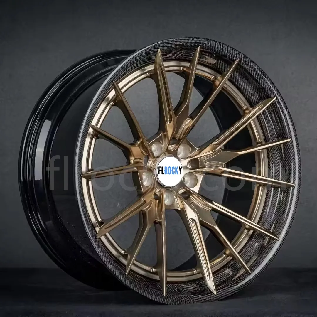 Flrocky Custom Carbon Fiber Alloy Rim with Machine Face 5x114.3 5x120 5x130 5x112 18 19 20 21 22 24 24 Inch Wheel
