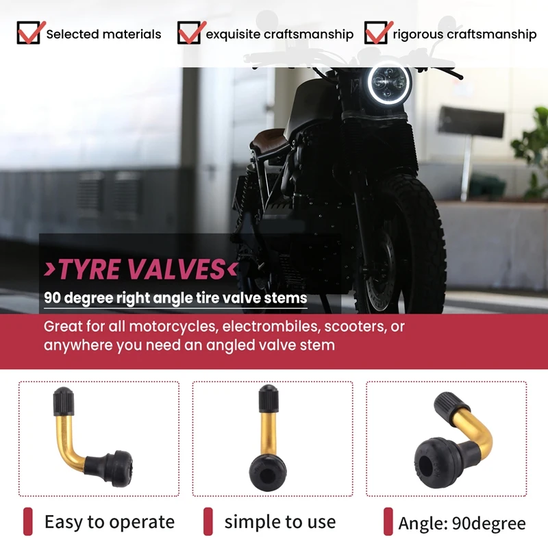 4Pcs Tyre Valves Stem Right Angle Snap-In Rubber 90 Degree Brass For Electric Scooter And Xiaomi M365 Electric Scooter