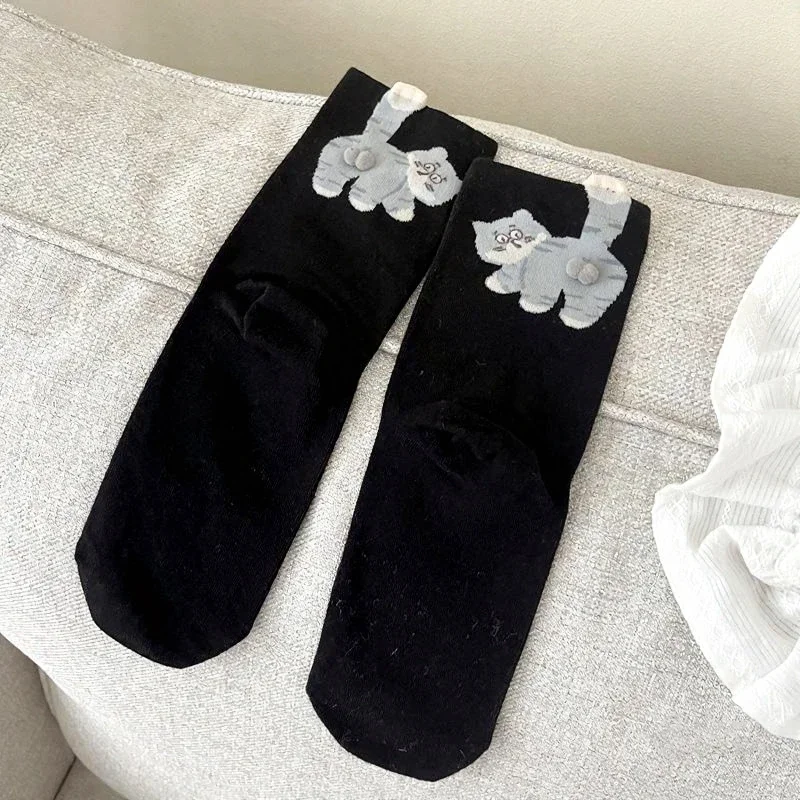 

Носки с милым котом и шариками, летние дышащие мягкие хлопковые носки, забавные хлопковые носки, женские новые спортивные носки средней длины для девочек