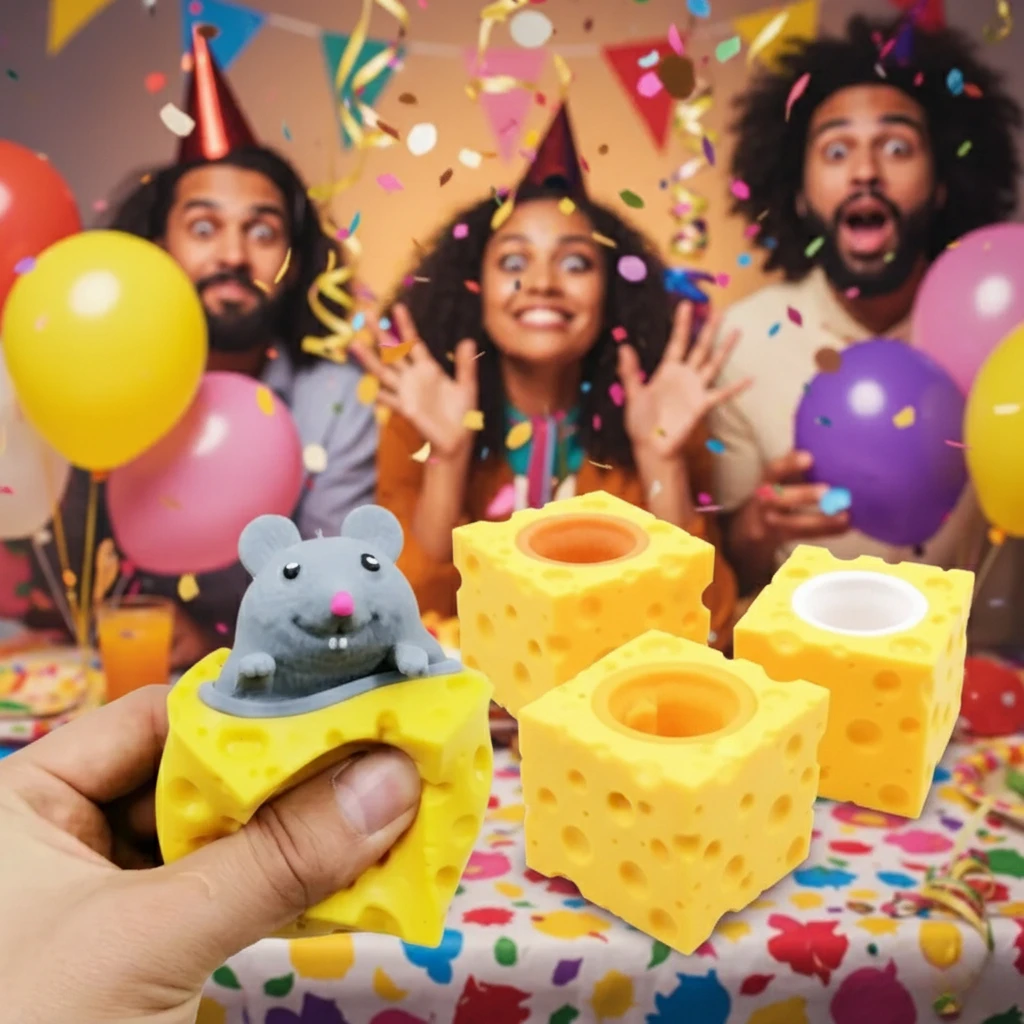 재미있는 쥐와 치즈 블록 스퀴즈 안티 스트레스 장난감 숨바꼭질 피규어 스트레스 해소 피젯 장난감 어린이 및 성인용 팝업
