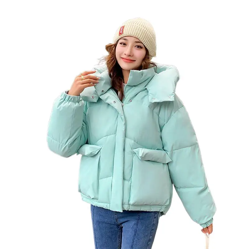 

American Street Retro Outwear Winter Women Candy Color College Style Down Cotton Coat 2024 High-quality BF Style Warm Jacket