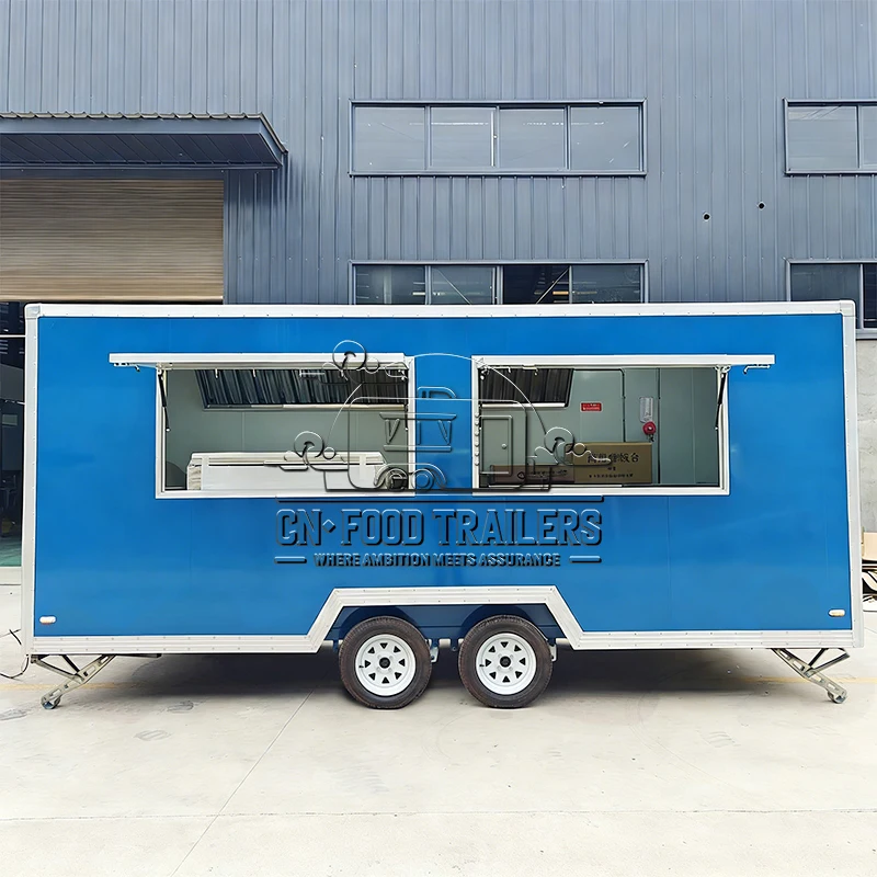 

CN Food Trailer Stainless Steel Concession Trailer CE Certified with Service Bar and Prep Kitchen for Pizza and Ice Cream