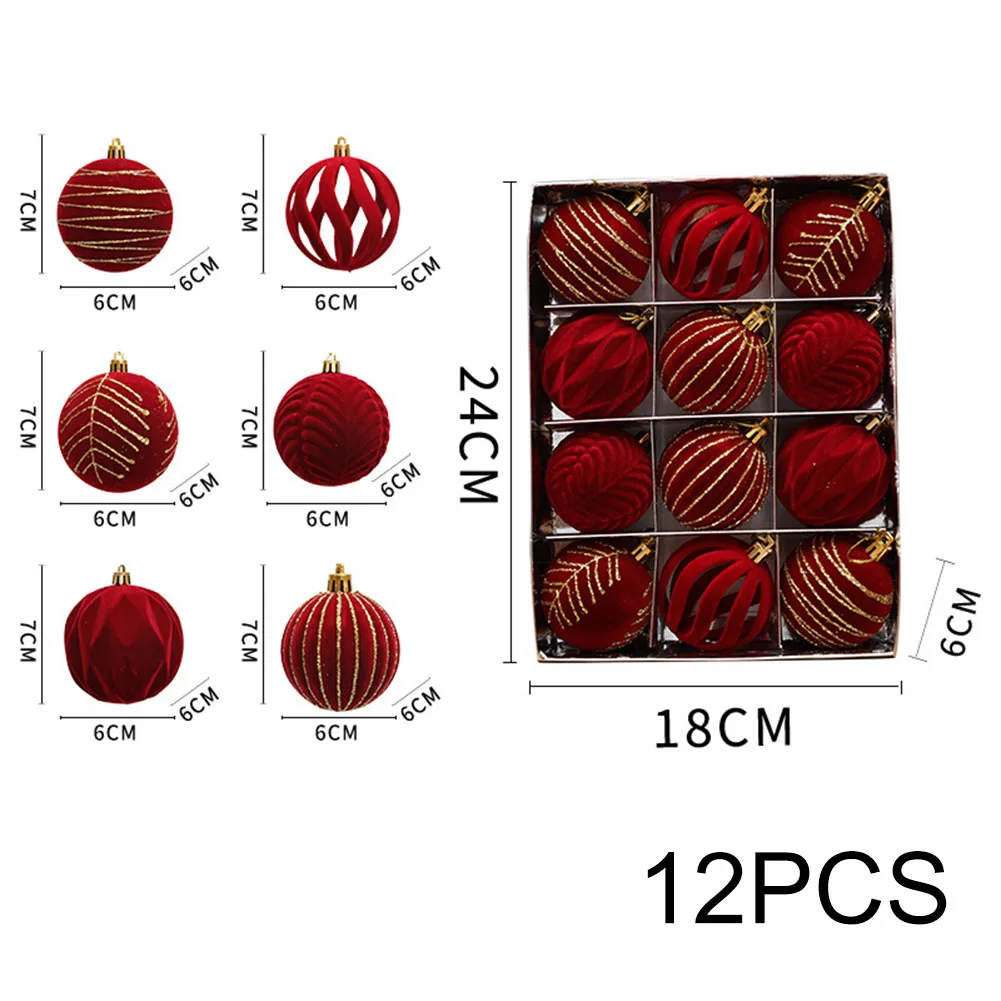 

12 шт. 6 см винно-красные рождественские шары, украшения для рождественской елки, раннее украшение, новогодние и рождественские шары, подвесные бархатные шары