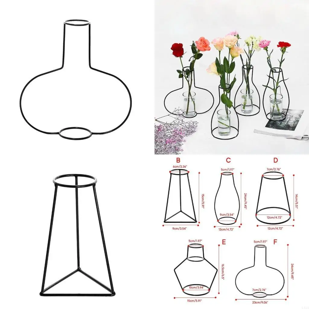 L43A Iron Wire Flower Vase Metal Hydroponic Flower Pot Decoration Container