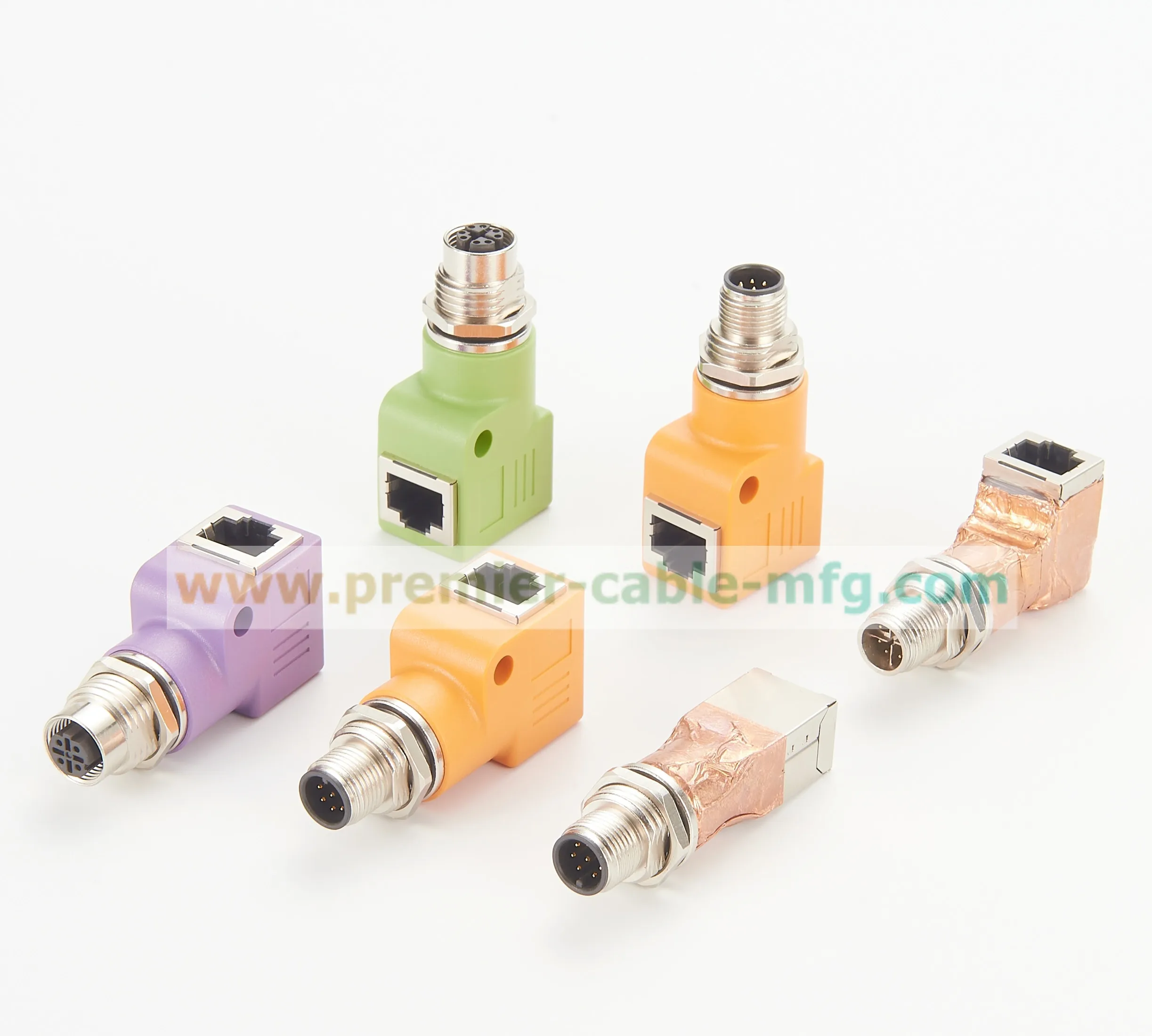 Adaptador hembra de ángulo recto M12 A, código de 8 pines a RJ45, IP67, RJ45, Ethernet a M12, conector Circular de montaje en panel de mamparo para cámara