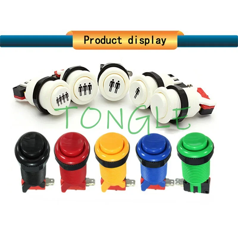 Mounting Hole Arcade Push Button, American Style, 6 Color Available for Arcade Machine, Cocktail Machine, 28mm, 60 Pcs