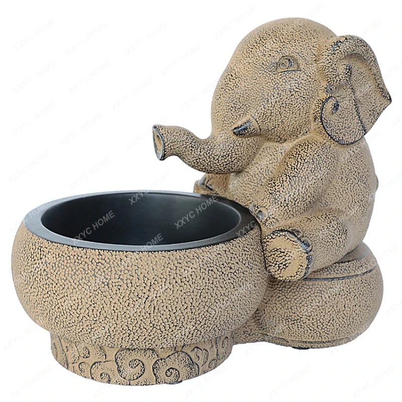 Chinese Elephant Flower Pot Vintage Resin Succulent Flower Pot Rockery Landscaping Basin