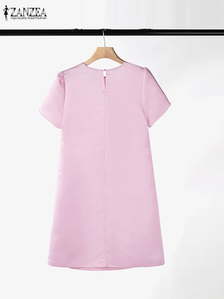 Abito estivo da donna 2025 ZANZEA Moda manica corta da lavoro per feste Vestito estivo Elegante club al ginocchio Abito elegante Abiti a fiori 3D