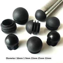 5/10/20/30/50 PCS Black Hemispherical Round Plastic Closure Cap 16 19 22 25 32mm Chair Leg Cap Pipe Plug Decorative Dust Cover