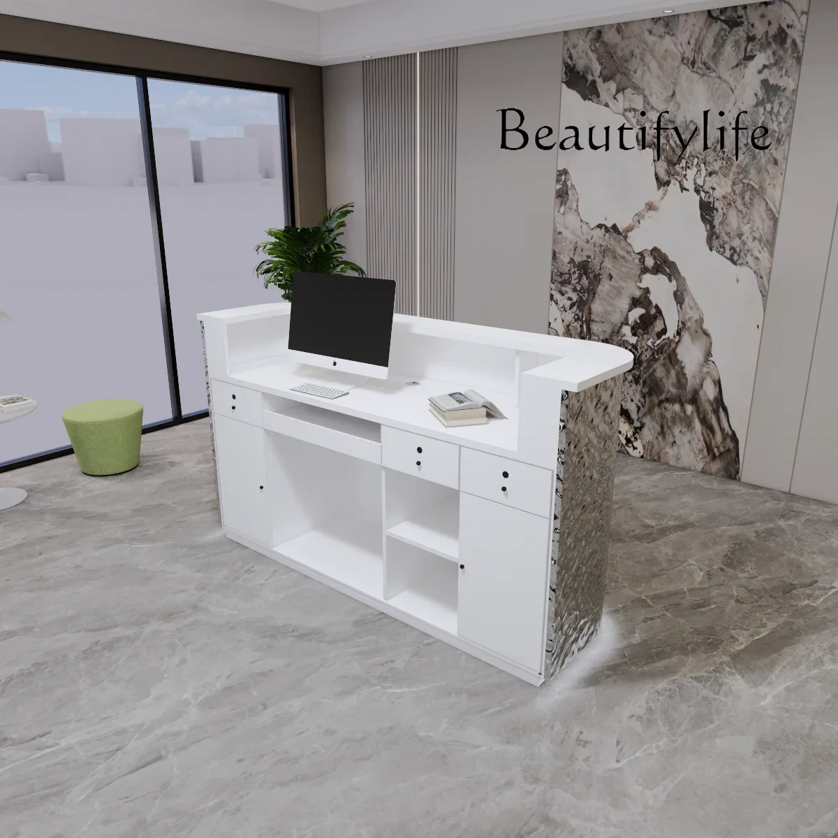 XX Stainless Steel Company Front Desk Light Luxury Clothing Store Checkout Page Store Small Beauty Salon Bar Agency Reception