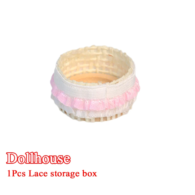 1:12 casa de bonecas em miniatura caixa de armazenamento de renda cesta de armazenamento de tecido móveis modelo de casa decoração brinquedo casa de boneca acessórios