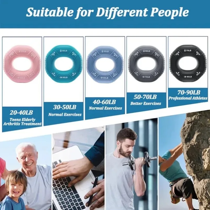 سيليكون قابل للتعديل قبضة اليد 20-90LB إصبع تجتاح حلقة الساعد المدرب الرسغي المتوسع العضلات تجريب قبضة المدرب ﻿