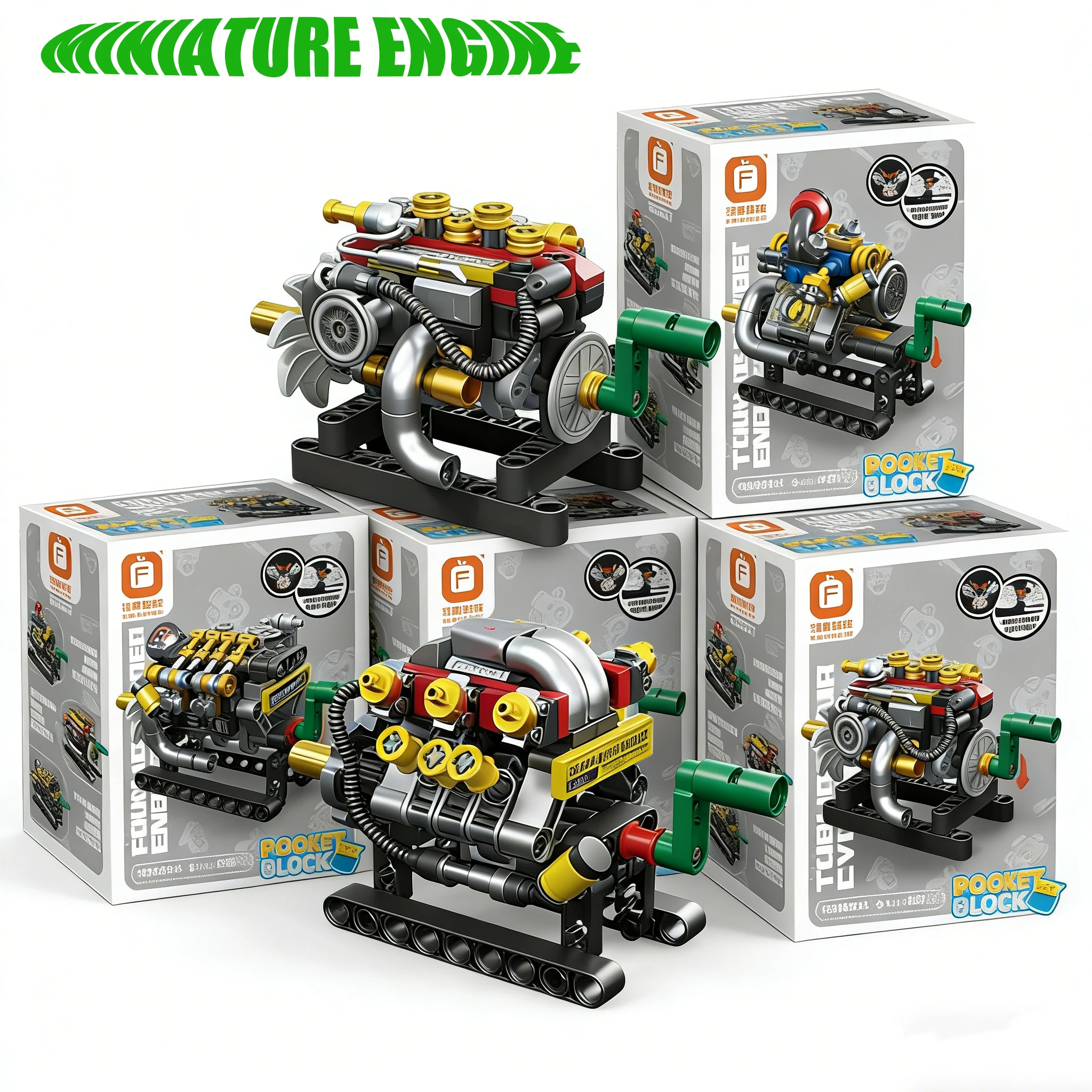 

Набор мини-конструкторов «Двигатель» в закрытой упаковке: 2/3/4/6/8-цилиндровые турбодвигатели, кирпичики для сборки, развивающая игрушка-подарок для набора DIY
