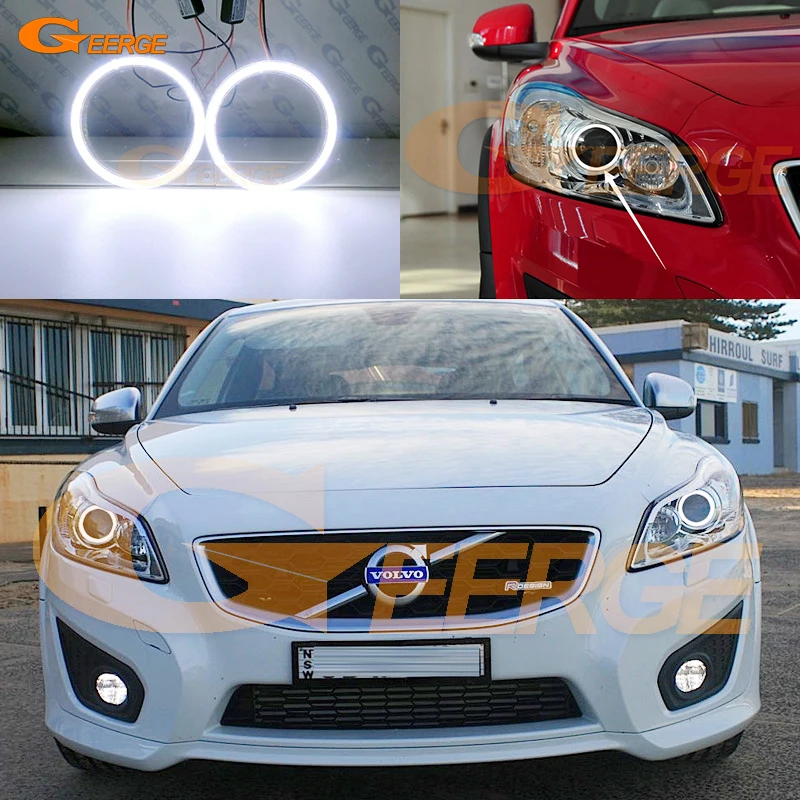 For Volvo C30 533 C70 542 2010 2011 2012 2013 Facelift Excellent Ultra Bright COB Led Angel Eyes Kit Halo Rings Day Light