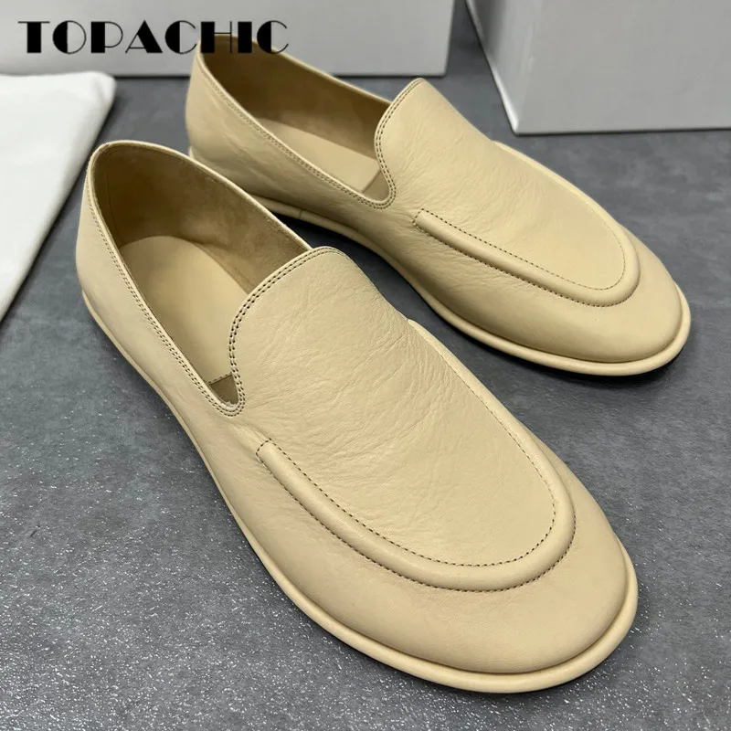 6.22 High Quality Street Style Loafers Women Round Toe Flat Soft Comfortable Genuine Leather Shoes