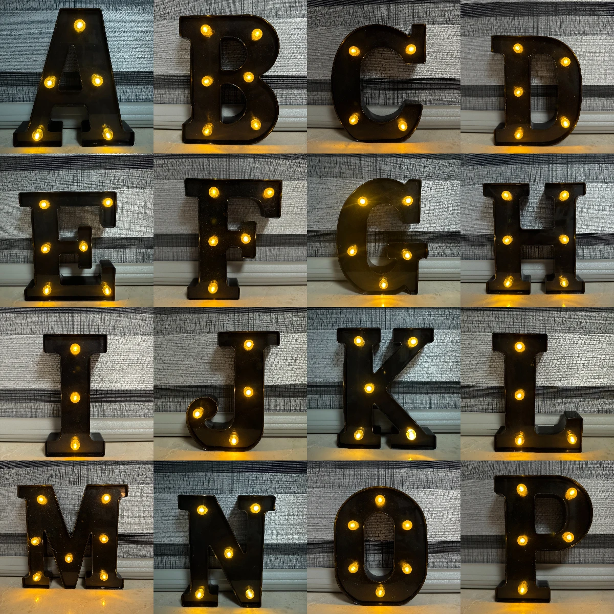 

Alphabet Letter LED Lights Luminous Number 16cm Black Letter Light With Numerical Letter Symbols for Home Decoration Parties Ho