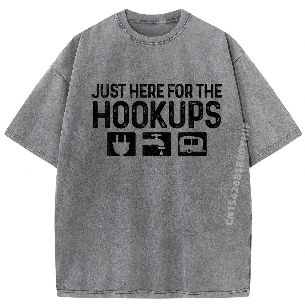 

Camping RV Caravan Motorhome Just T-shirts Women Graphic Casual Cotton Fashion Male Tops Tees Retro Washed Tee Shirt Christmas