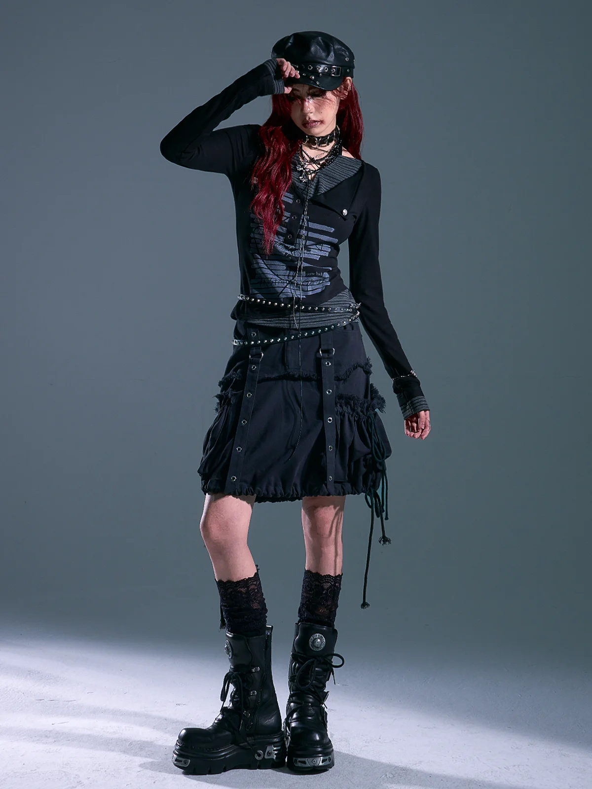 

Повседневная плиссированная юбка в стиле панк с завязками и карманами для женщин, для города и на каждый день, с завышенной талией, фасон «бутон цветка»