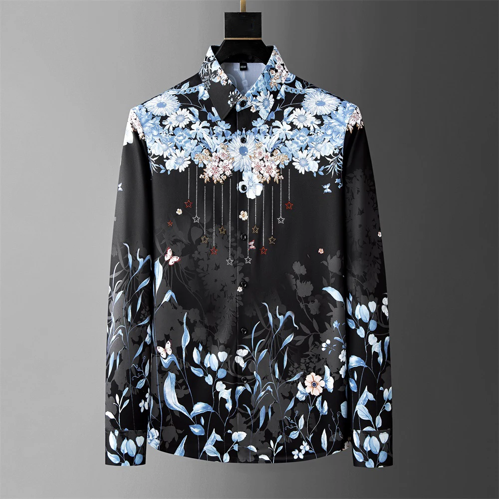 Business Casual Men's Shirt Floral Tops Outdoor Long Sleeve Social Gathering Luxury New High Quality Men's T-Shirt Shirt 2024