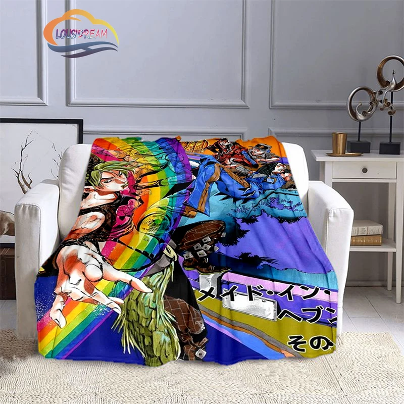 Caricature JoJo’s Bizarre Adventure Stone Ocean Blanket Soft Fleece Throw  Lightweight All Seasons Warm for Couch Quilt