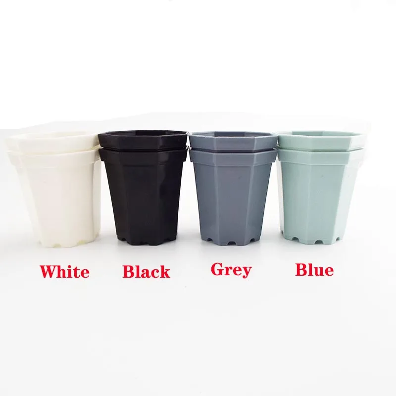 

4pcs/Lot Plastic Octagon Flower Pot Modern Home Decorative Pots Office Desk Succulent Planter Garden Bonsai Pot C1