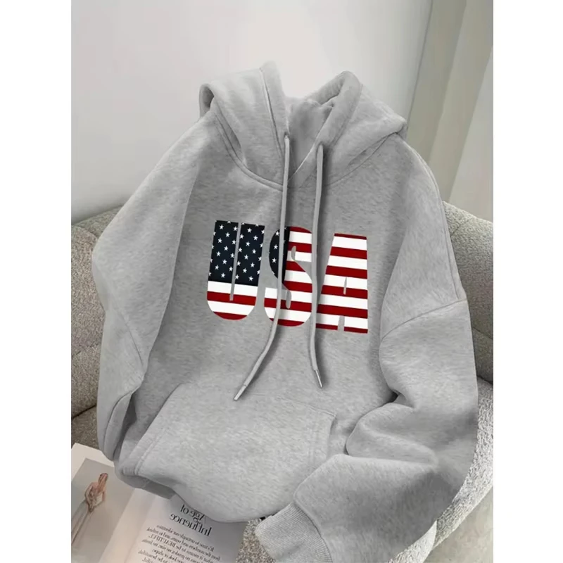 USA Hoodie Women Men, American Flag Patriotic Sweatshirt Pullover Hoodie  winter clothes women hoodies sweatshirt
