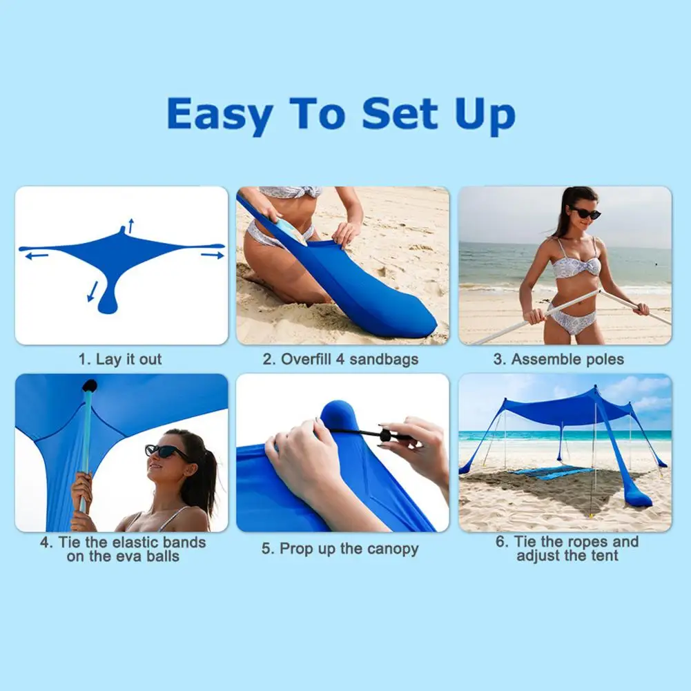 

Skin Protection Beach Tent Outdoor Beach Canopy Sun Shelter with Waterproof Uv-proof Awning Easy Installation Portable for Sun