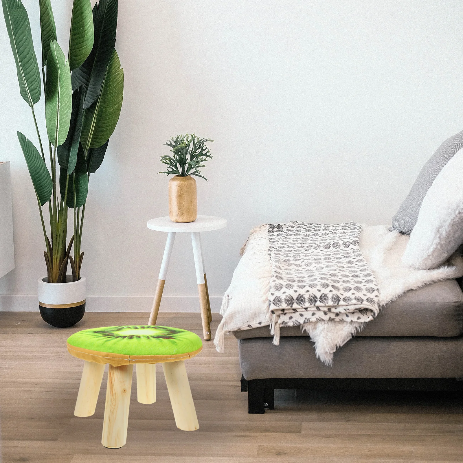 الصلبة الخشب الكرتون مقعد صغير وسادة مقعد منخفضة نمط الفاكهة خفيفة الوزن سهلة التنظيف المضادة للانزلاق قدم وسادة الجلوس البراز للأحذية #2