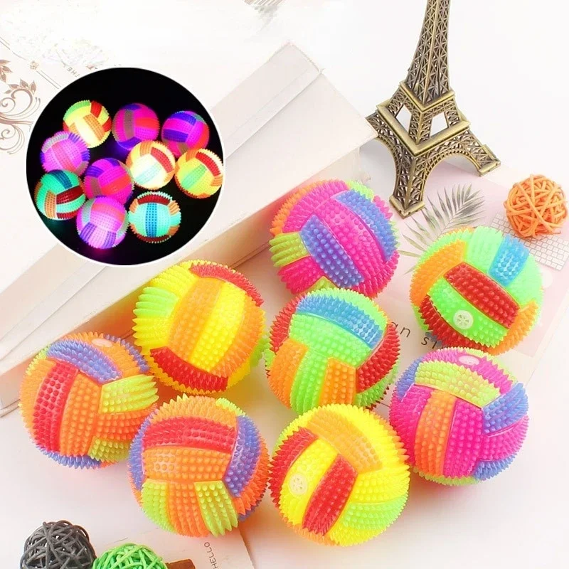 1pcs Dog Toy Soft Rubber Luminous Pet Dog Chewing Elastic Ball Toy Puppy Small Large Dog Squeaky Interactive Toys Random Color