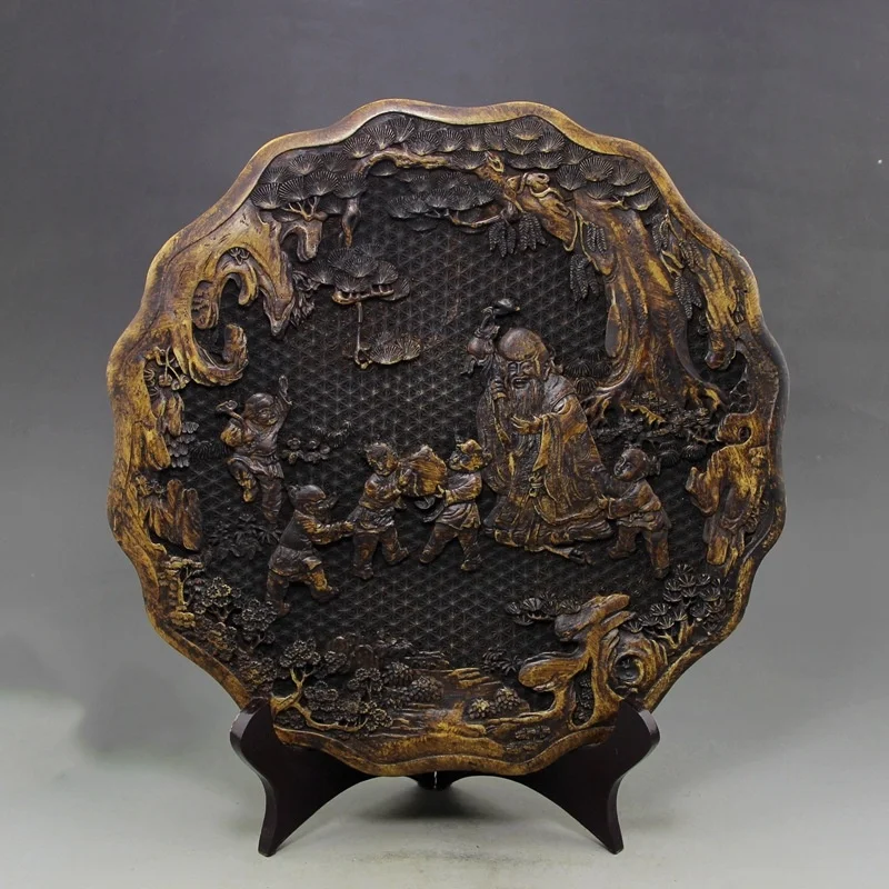 

Vintage Home Decor Antique Jade Artifacts Handmade Carving Decorative Plates Creative Gifts
