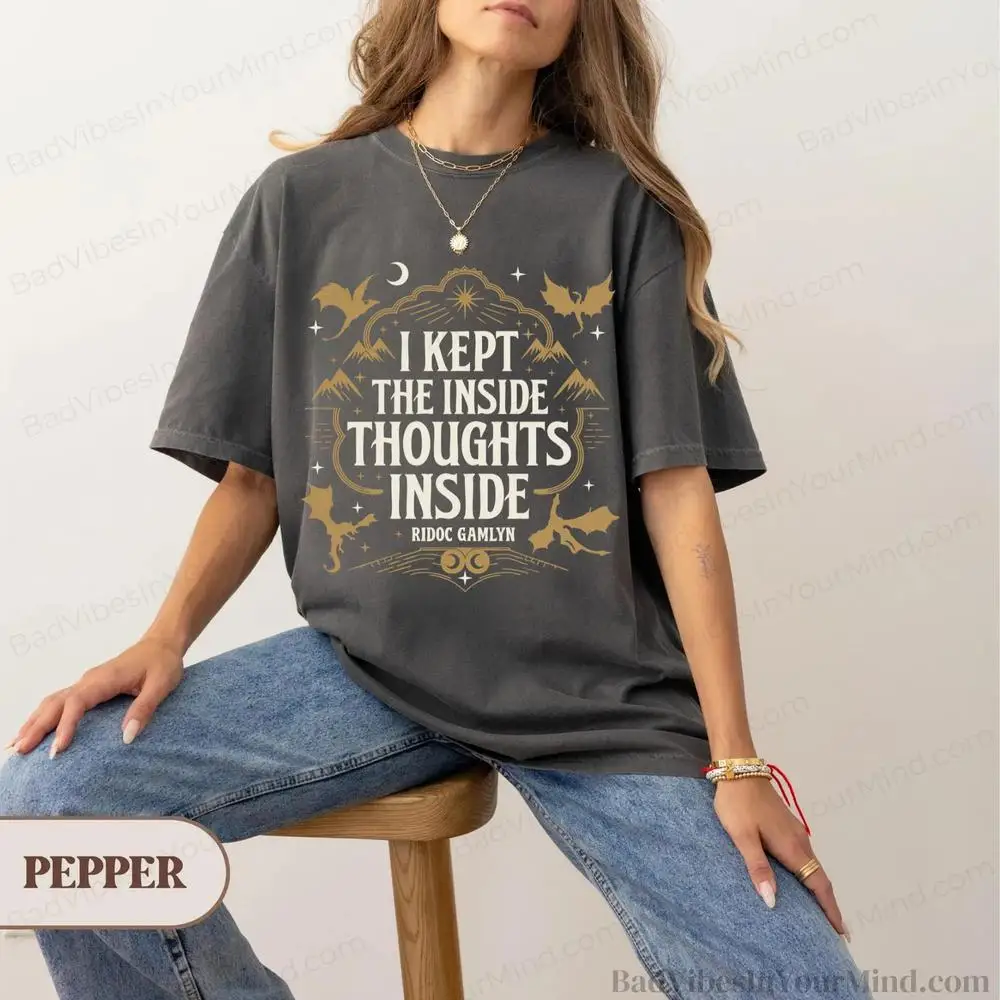 

Women Cotton T Shirt Fourth Wing Shirt I Kept The Inside Thoughts Inside Tee Printed Graphic Tee Short Sleeve Fashion Crop Tops
