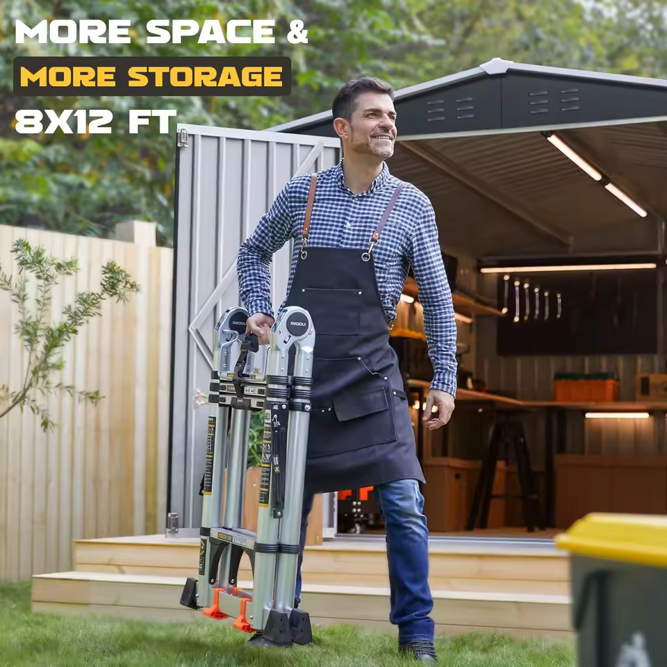8x12 FT Outdoor Metal Storage Shed Updated Frame additional product image