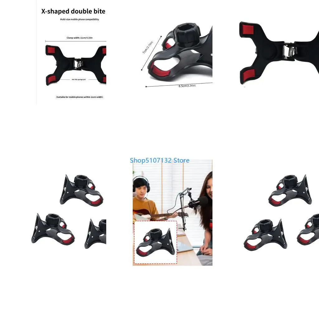87HD 3pcs Easy to Use Phone Clip Holder Tripod Ball Head Mount Adjustable for Filming