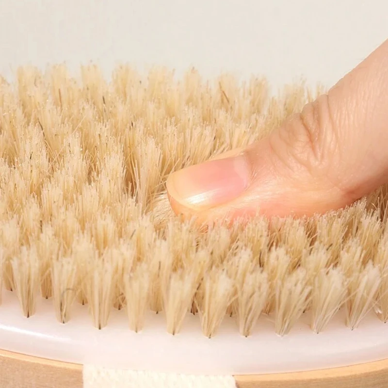 Körperbürste für nasse und trockene Haut, natürliche Schweineborsten, Peeling für trockene Haut, Körpermassage, Reinigung, SPA-Werkzeug für Cellulite, Lymphdrainage – Detail 5