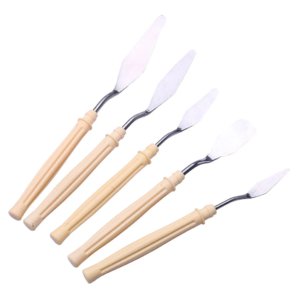 5Pcs Spatula Set Stainless Steel Non Rusting Essential Artist Tool for Various Scenarios Scraper Spatula Color Mixing Tool