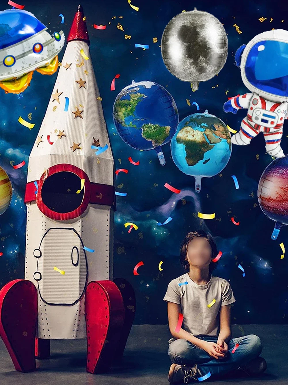 Decorazione Festa Spaziale, 12 Palloncini In Alluminio 22 Pollici A Tema Pianeti, Con Cannucce, Per Compleanno Bambini Sistema Solare