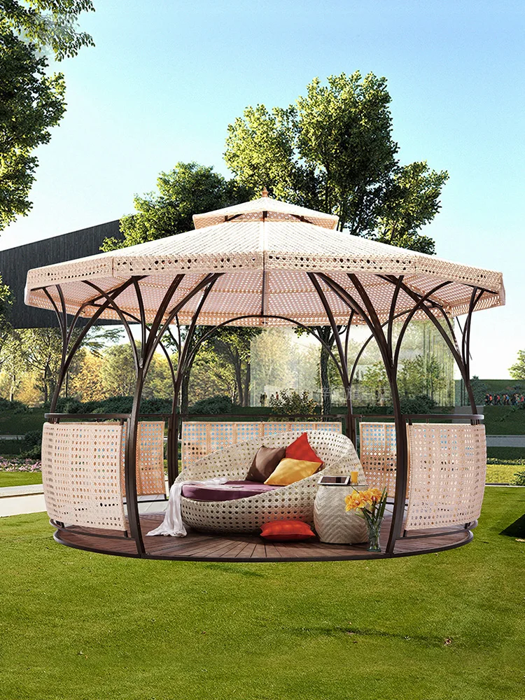 Outdoor leisure European style garden pavilion courtyard pavilion tent rattan art outdoor villa sunshade