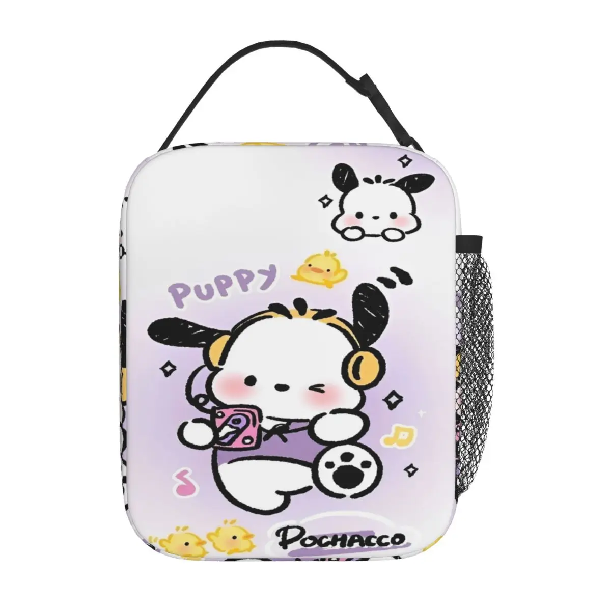 حقيبة غداء معزولة من Pochacco Sanrio Merch لحقيبة تخزين المواد الغذائية المكتبية، صندوق غداء حراري مبرد قابل لإعادة الاستخدام