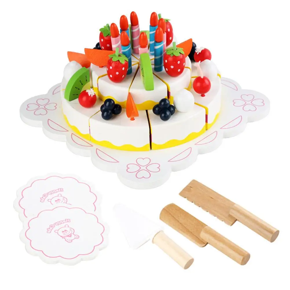 

Wooden Cake Cutting Toy Set Safe Educational Kids Toys Simulation Kitchen Prop Child Coordination Creativity Fun Gifts