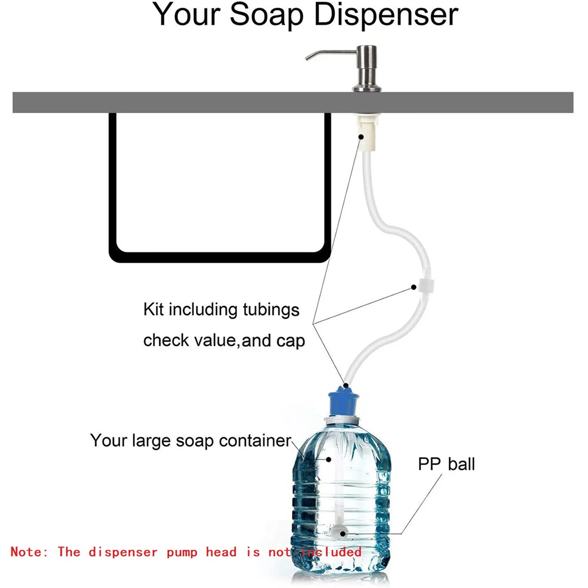 Sink Soap Dispenser Extension Tube Kit 45Inch with Check Valve, No Need to Fill the Little Bottle Again HOT