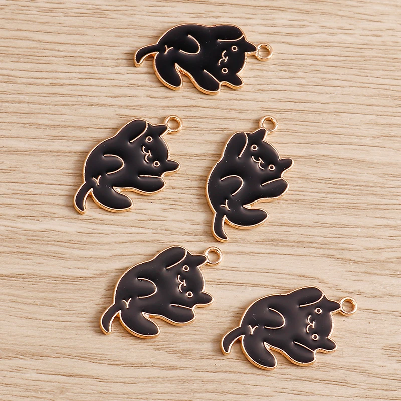 Tusember 10 قطعة DIY بها بنفسك السحر المينا لطيف القط سحر ل اليدوية القرط سوار صنع المجوهرات الاكسسوارات سبائك الحيوان المعلقات