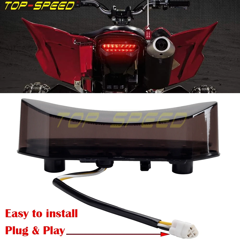 12 فولت الفرامل الخلفية الضوء الخلفي LED أضواء خلفية متكاملة وقف مصباح جيد الإضاءة لياماها رابتور 700 700R 2006-2018 YFZ450R YFZ450X 09-18 #2