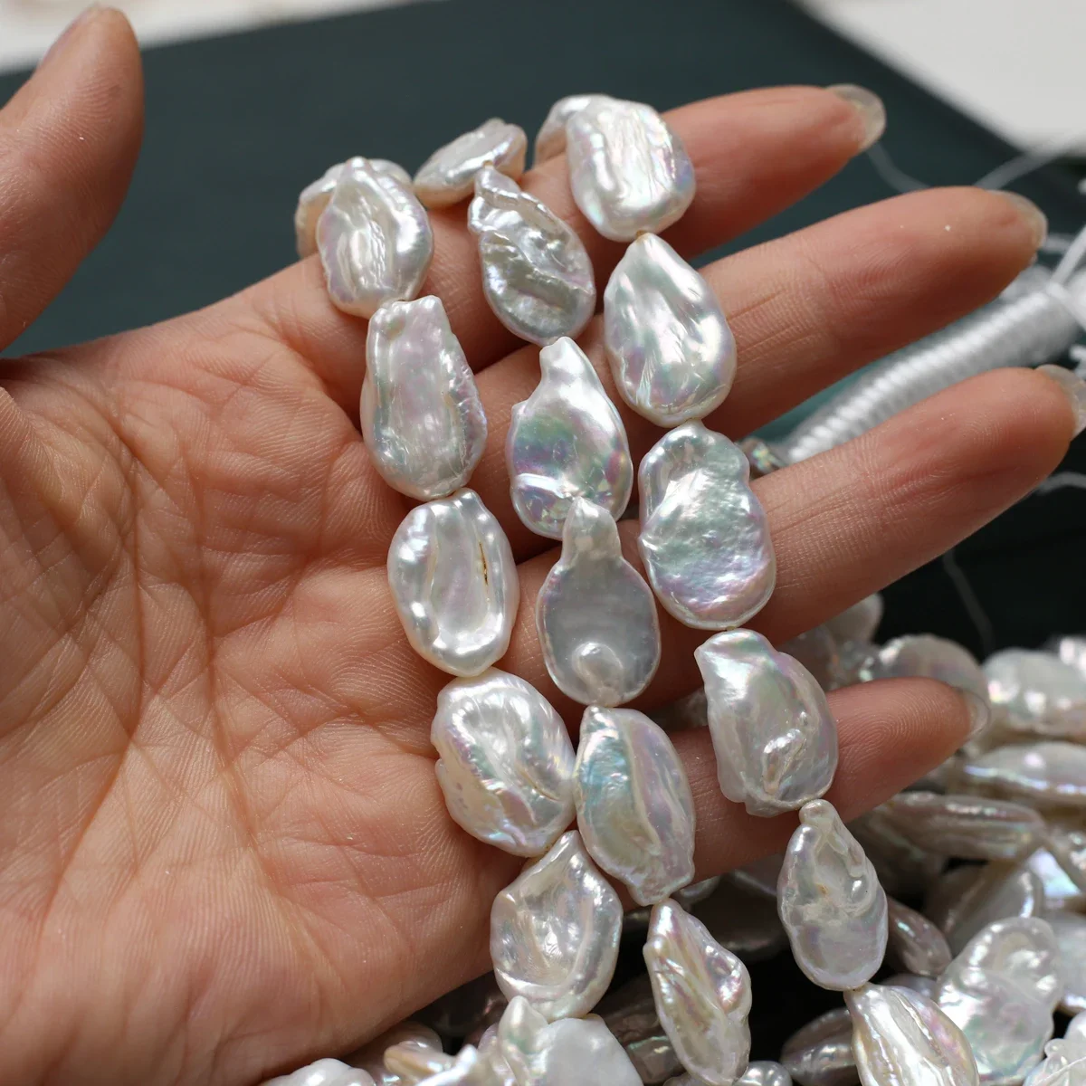 13x18mm4A 18 سنتيمتر عالية اللمعان المياه العذبة الطبيعية الأبيض اللؤلؤ الباروك فضفاض نادر الخرزة مجوهرات جعل عقد دي اي واي سوار إكسسوارات