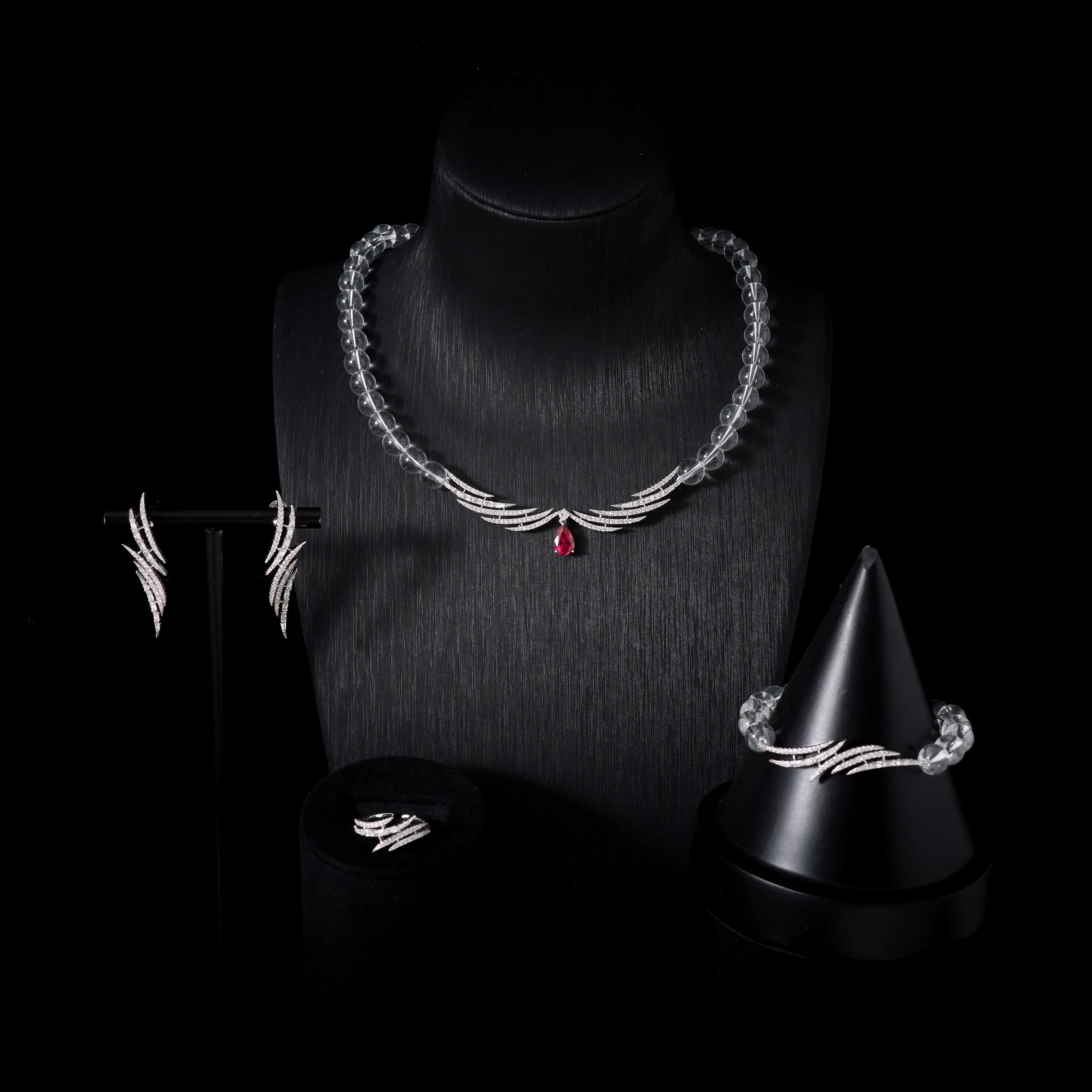 In Jewelife 023411 Beads Pearl JewelrySets for Women Cubic Zircon Set Jewellery Woman Saudi Arabia Wedding Party Suit Accessory